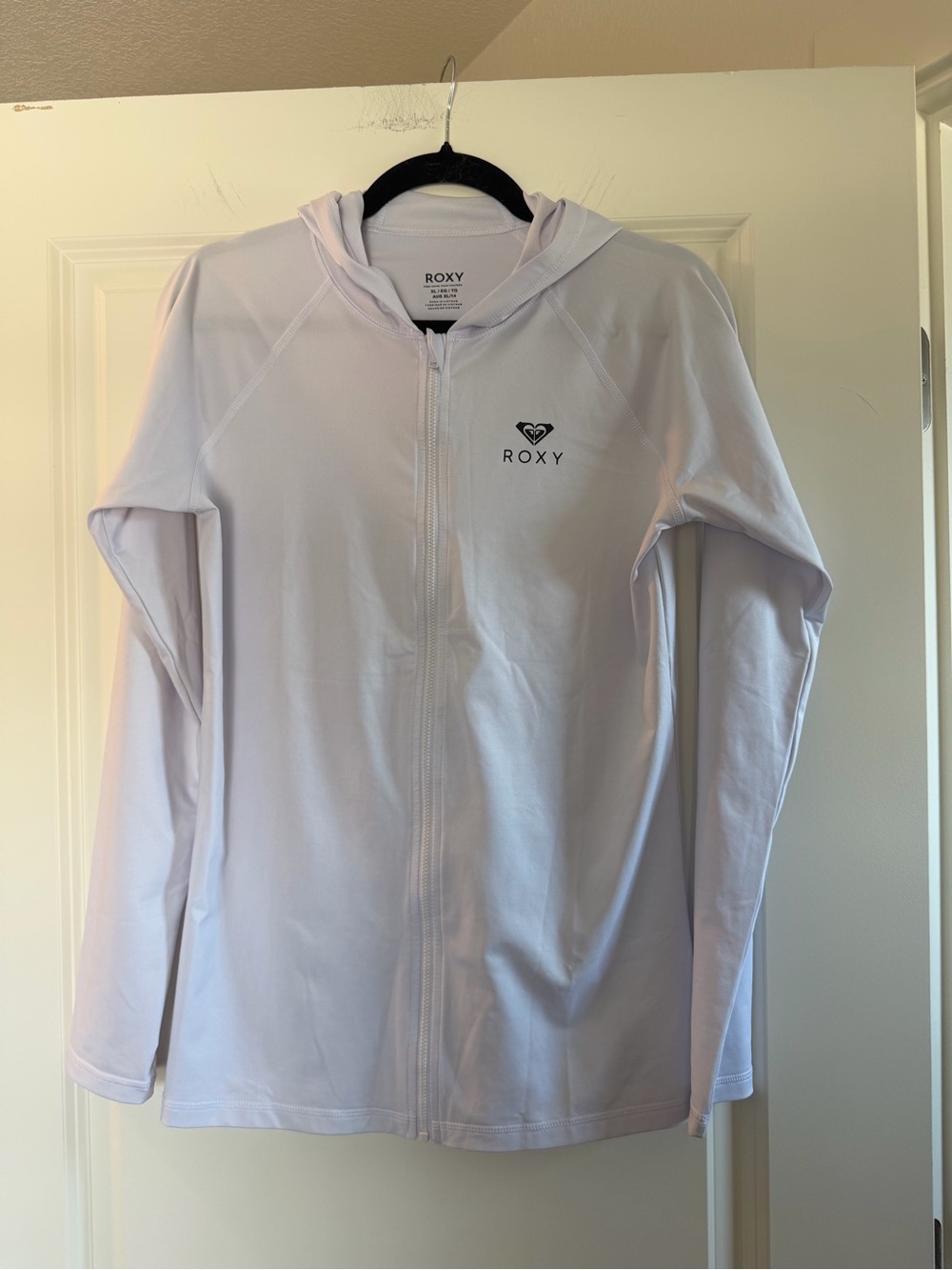 Roxy White Hooded Zip-Up Rash Guard